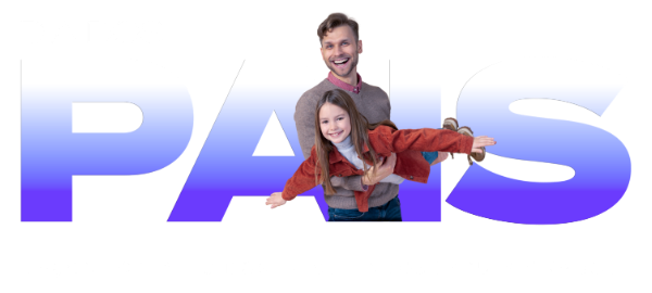 Imagem de um pai segurando o filho no colo